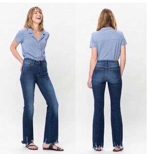 Judy Blue Bootcut Jeans Womens 15/32 Blue Good Mid Rise Raw Hem JB82519DK